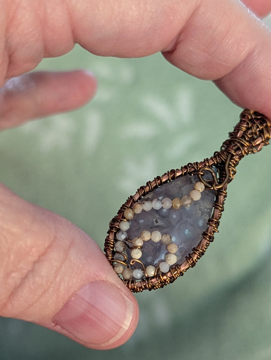 Wire Wrapped Grape Agate Pendant