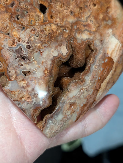 XL Druzy Pink Crazy Lace Agate Heart