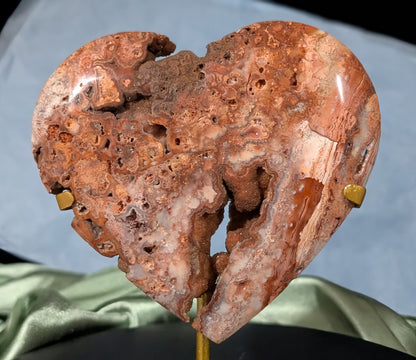 XL Druzy Pink Crazy Lace Agate Heart