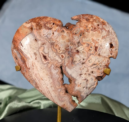 XL Druzy Pink Crazy Lace Agate Heart