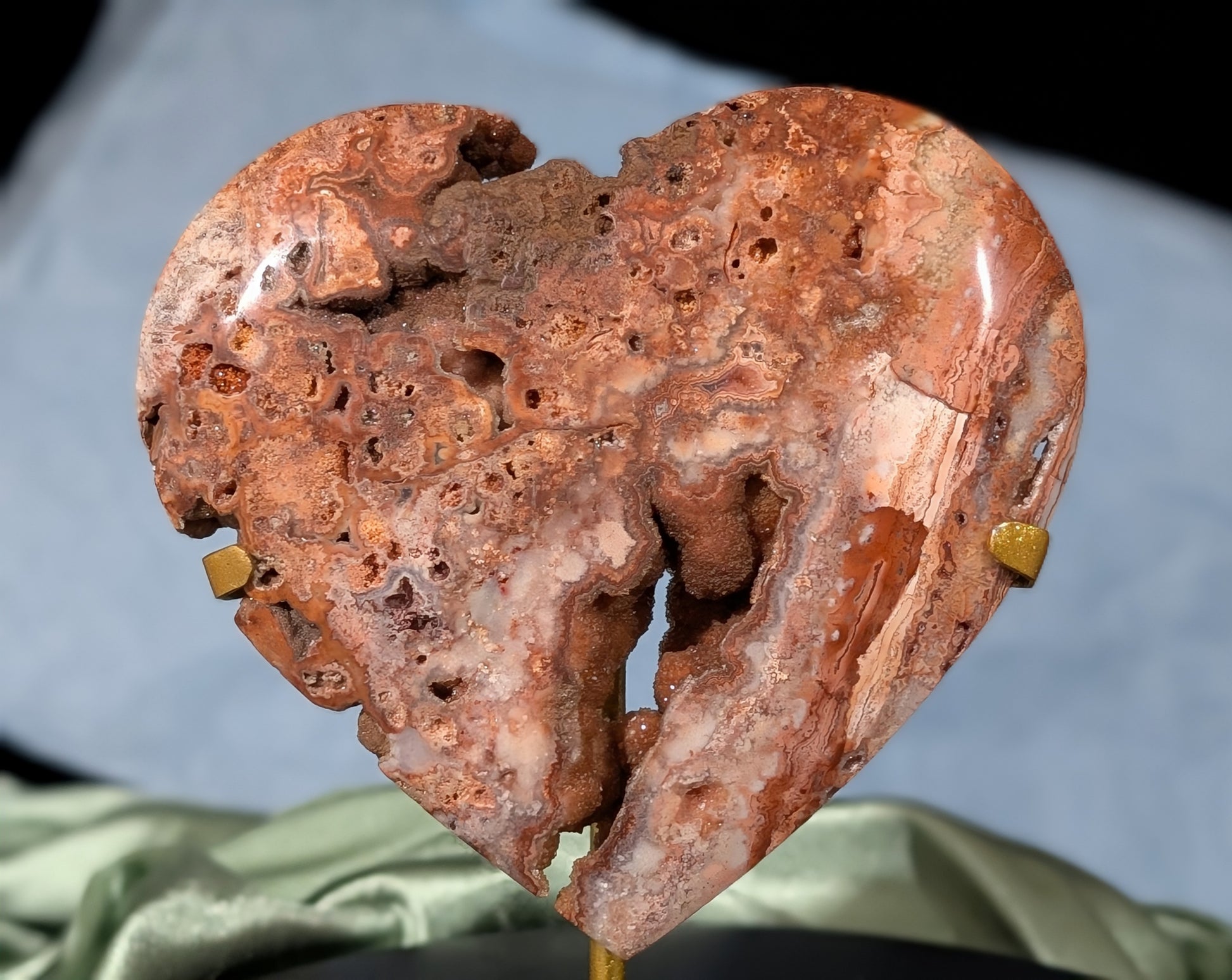 XL Druzy Pink Crazy Lace Agate Heart