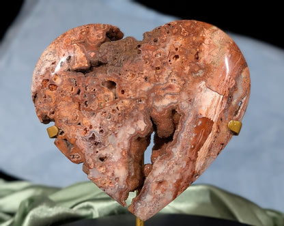 XL Druzy Pink Crazy Lace Agate Heart