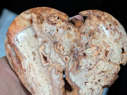 XL Druzy Pink Crazy Lace Agate Heart