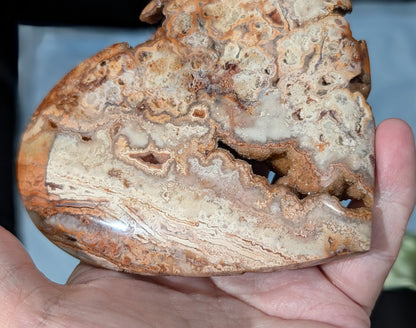 XL Druzy Pink Crazy Lace Agate Heart