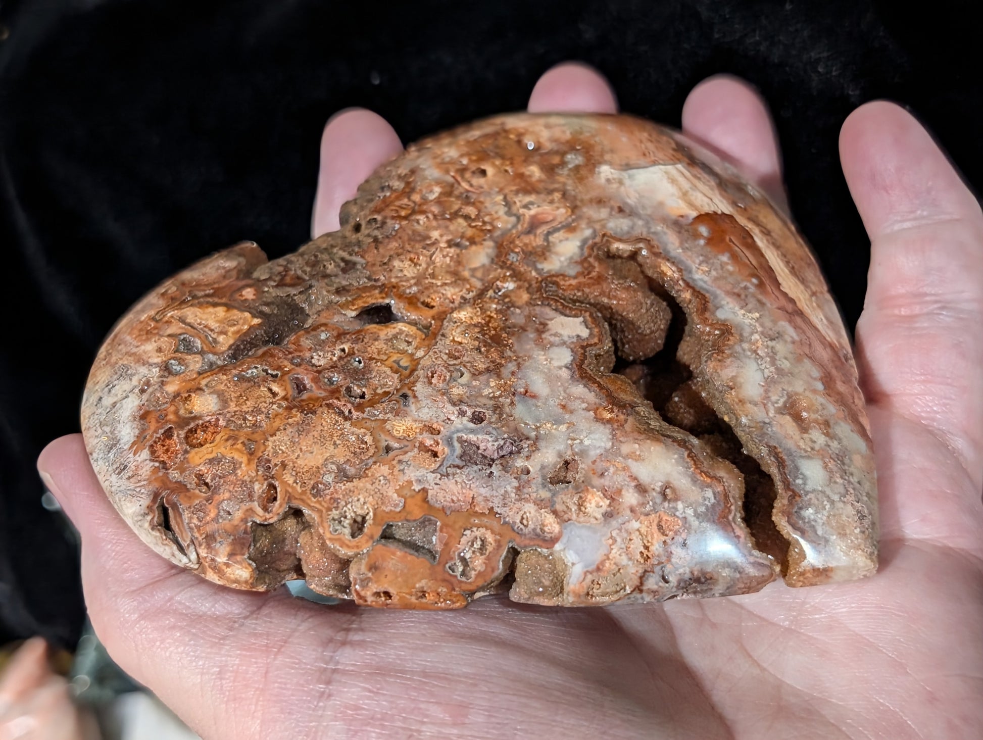 XL Druzy Pink Crazy Lace Agate Heart