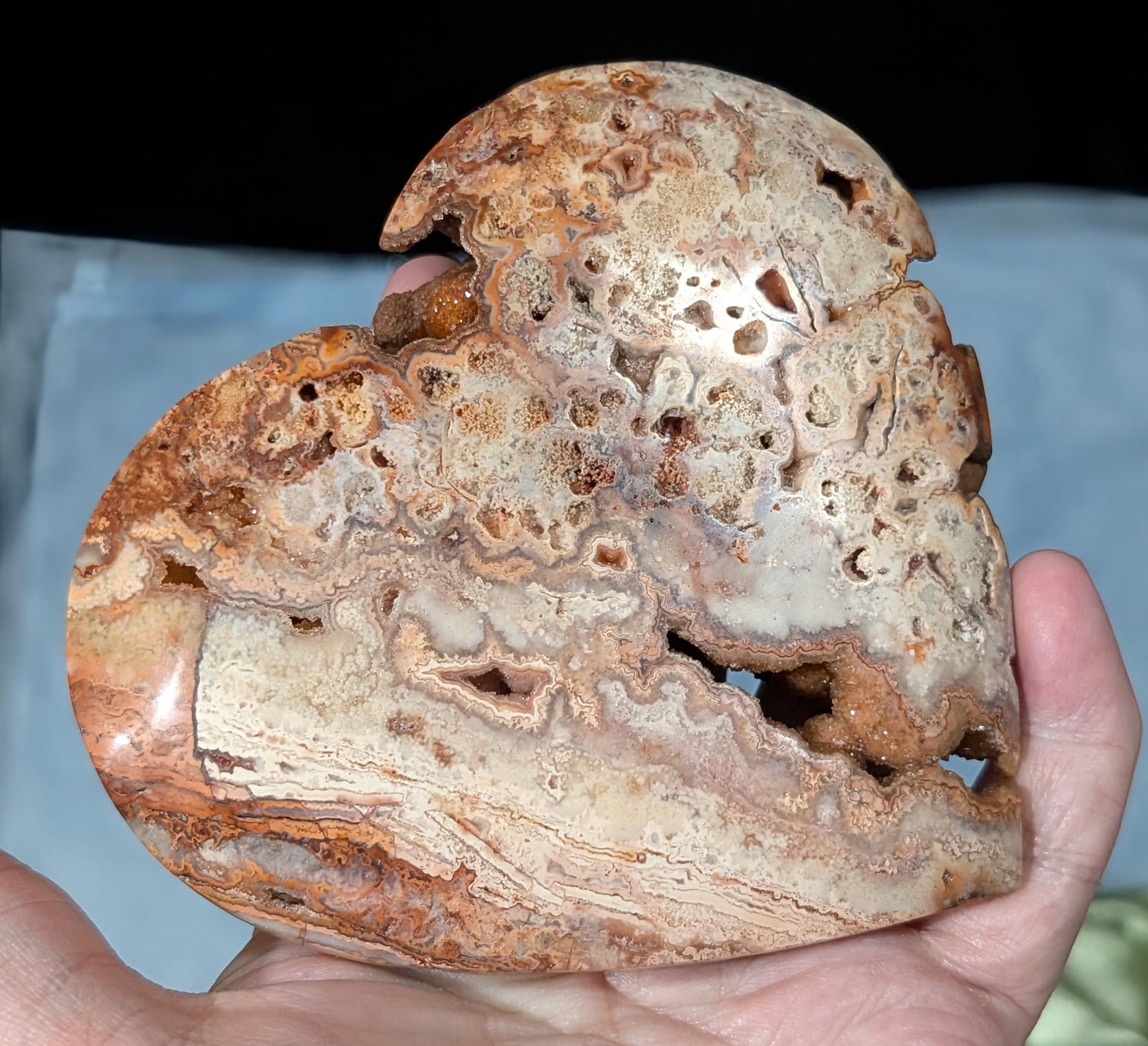 XL Druzy Pink Crazy Lace Agate Heart