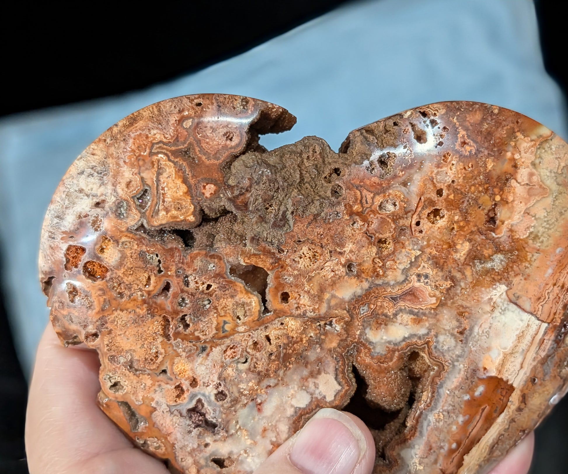 XL Druzy Pink Crazy Lace Agate Heart