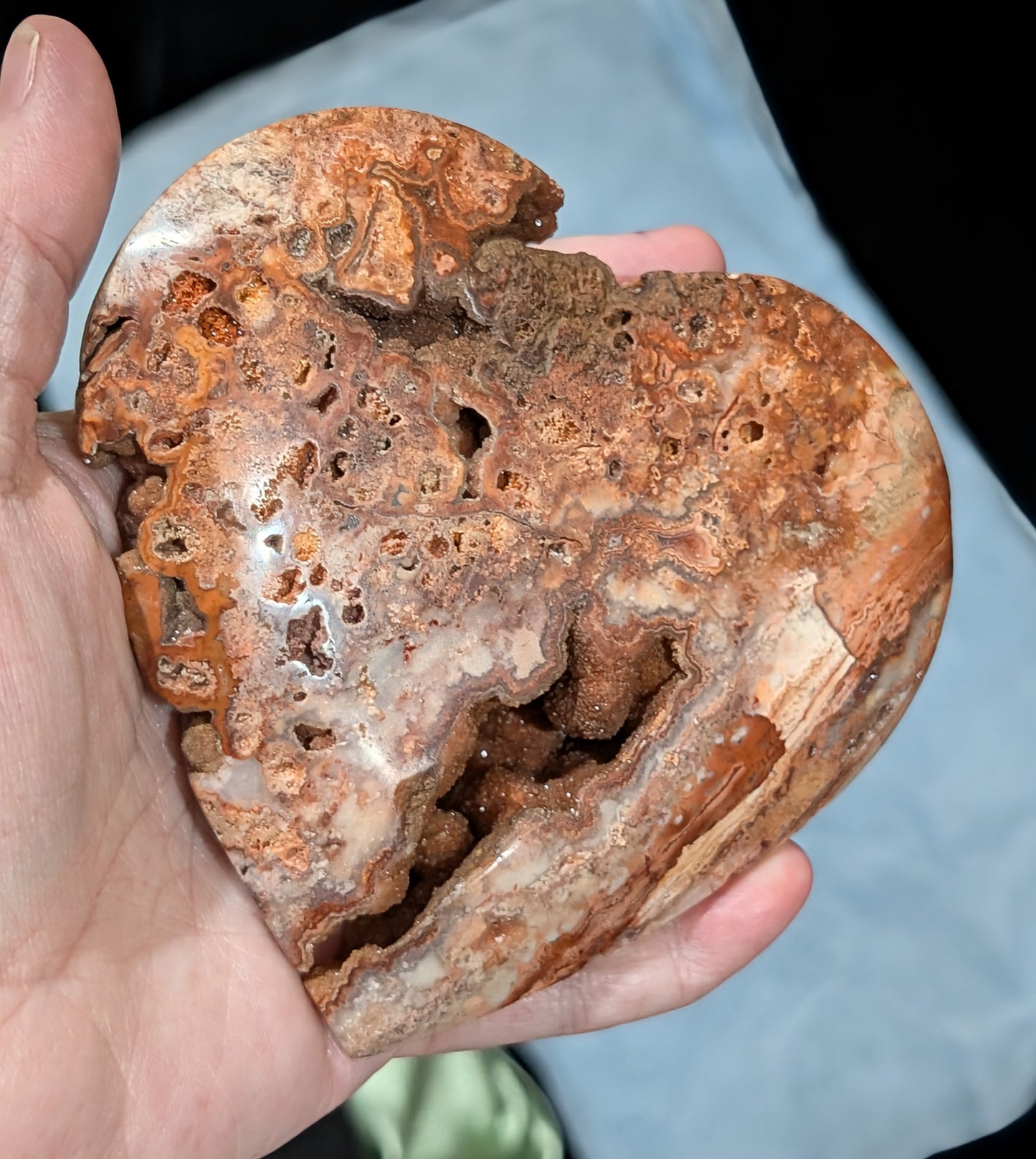 XL Druzy Pink Crazy Lace Agate Heart