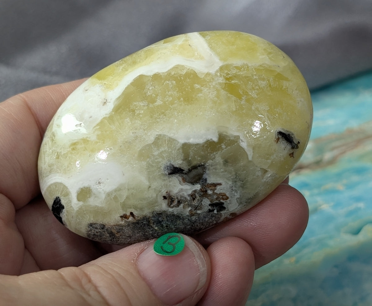 Yellow Brucite Palm Stone