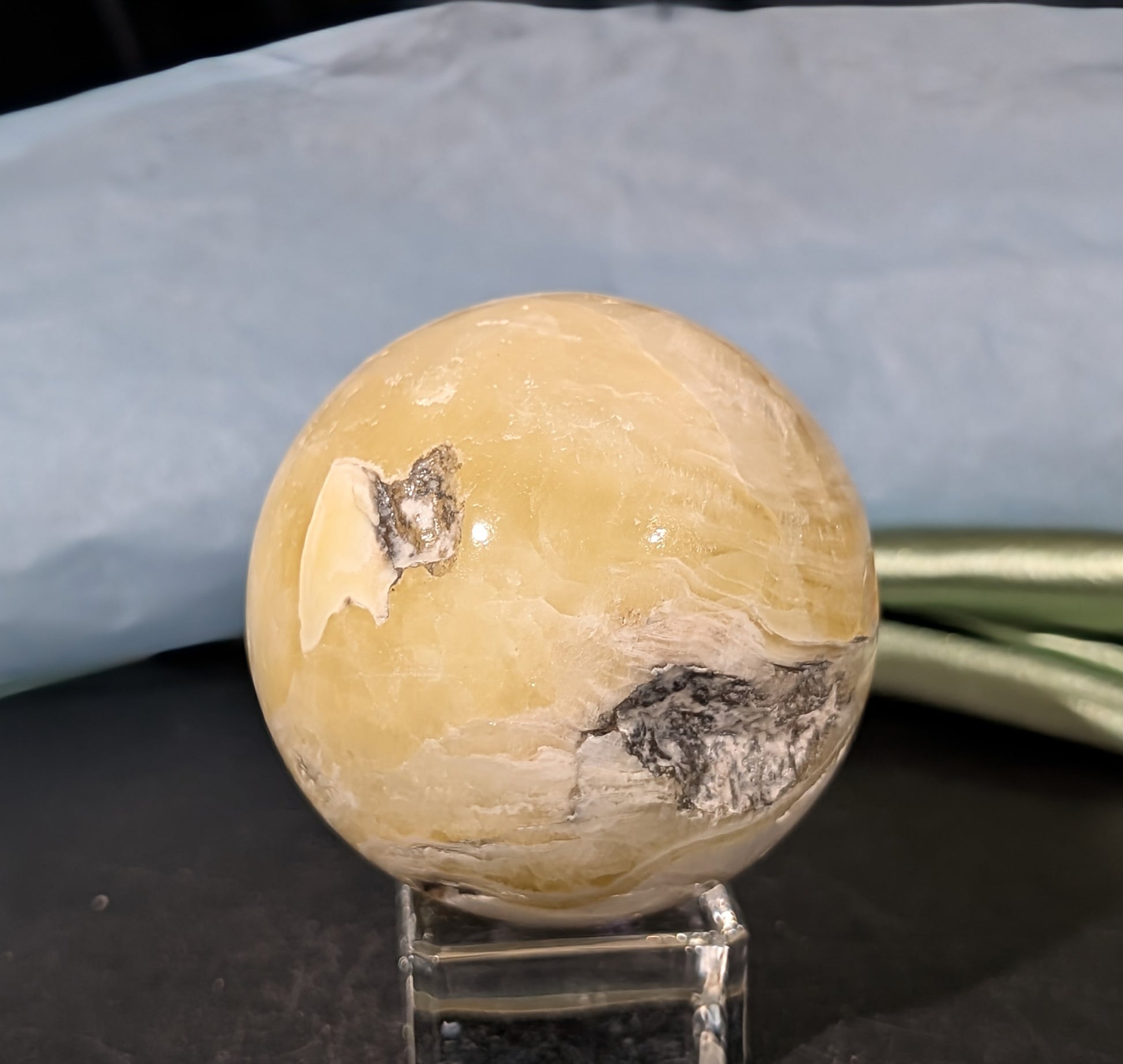 Yellow Brucite Sphere 1A