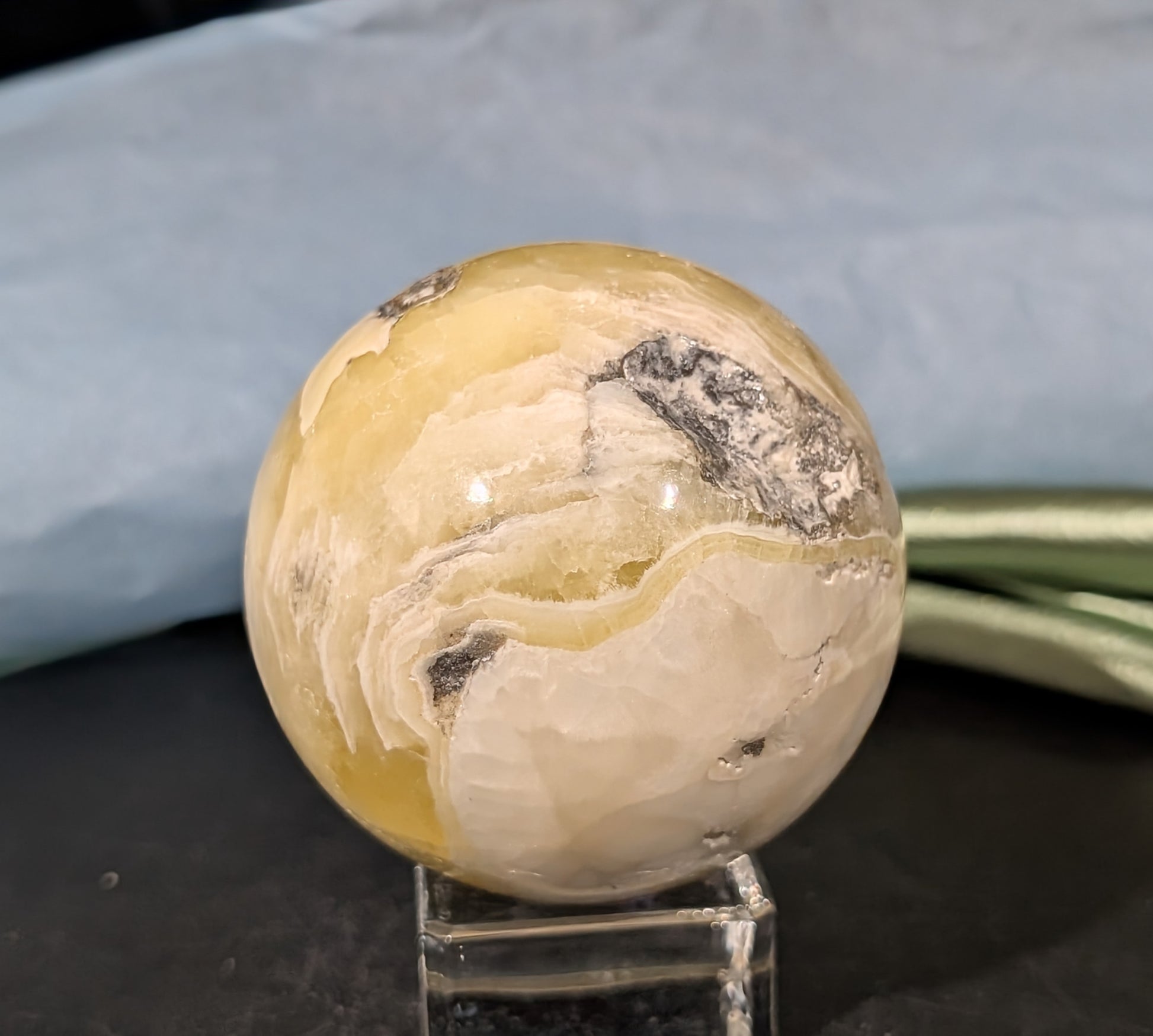 Yellow Brucite Sphere 1B