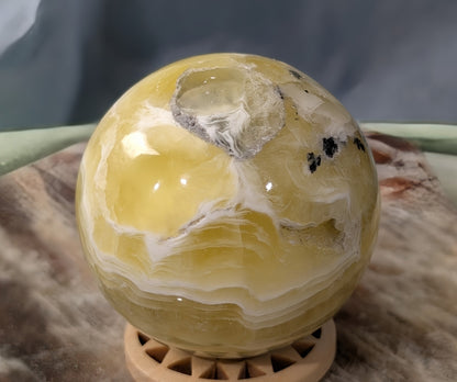 Yellow Brucite Sphere