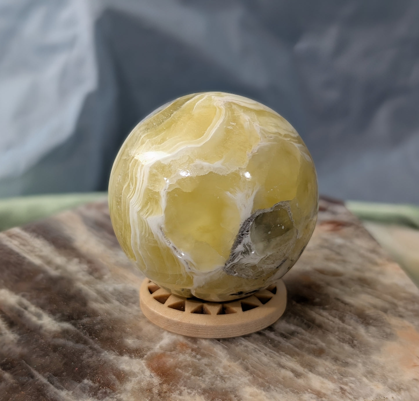 Yellow Brucite Sphere