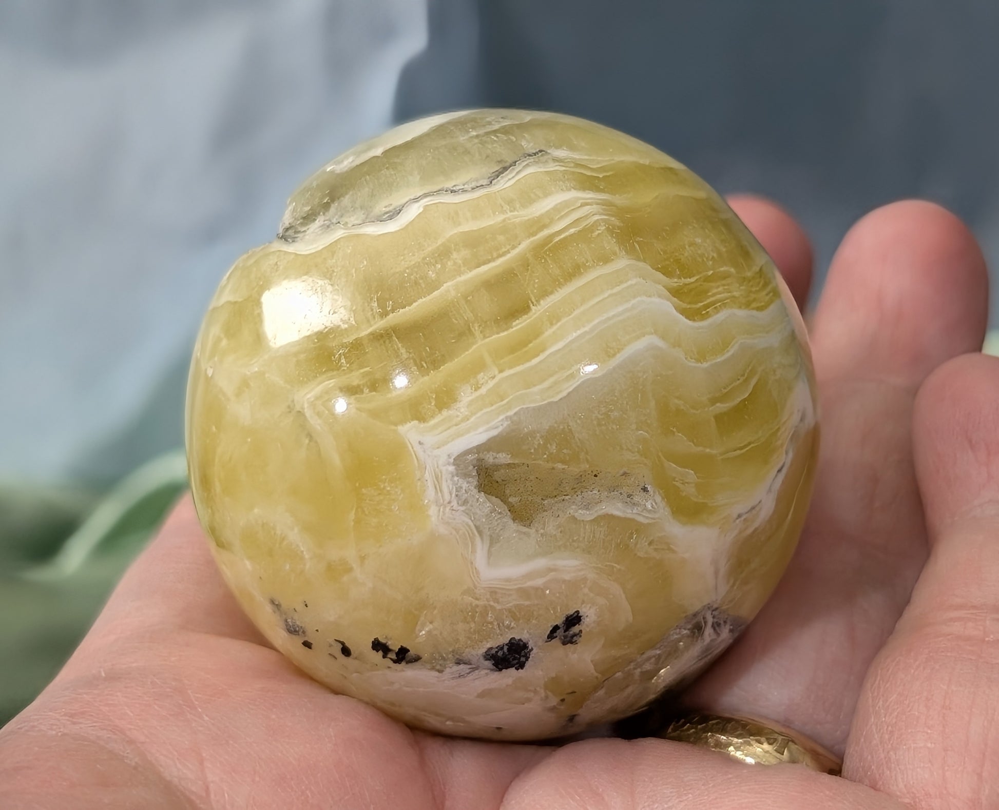 Yellow Brucite Sphere