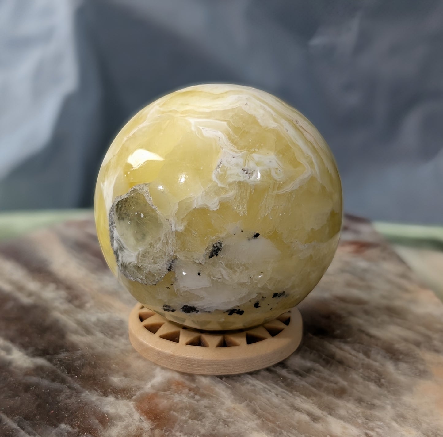 Yellow Brucite Sphere