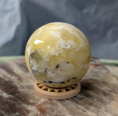 Yellow Brucite Sphere