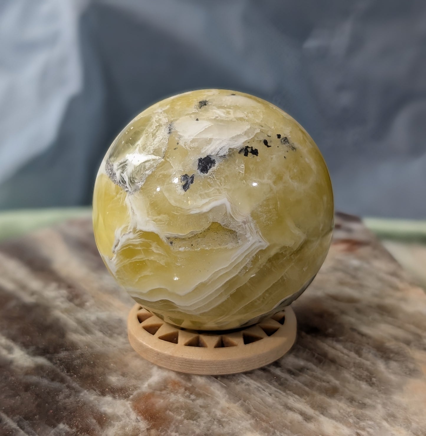 Yellow Brucite Sphere