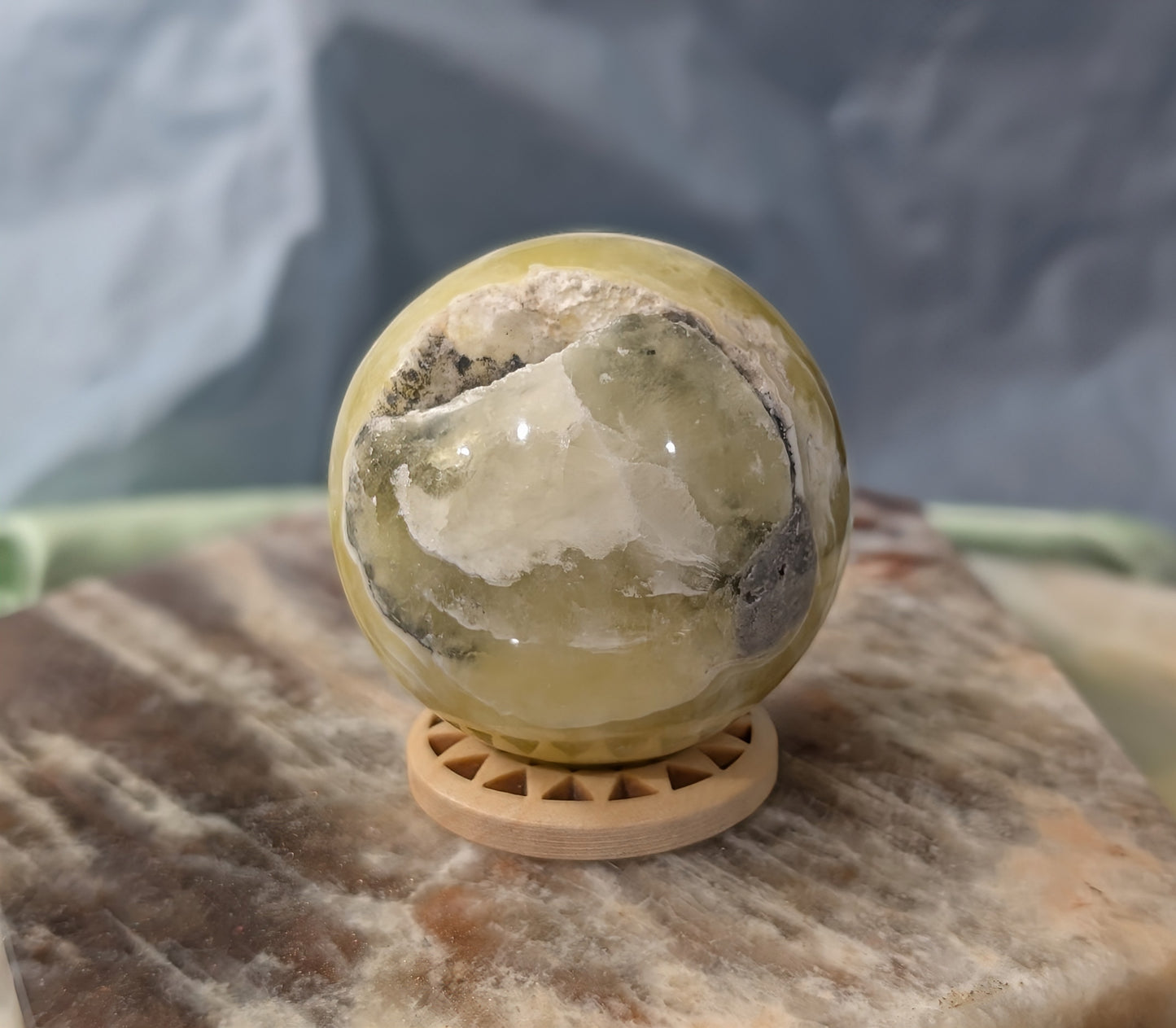 Yellow Brucite Sphere