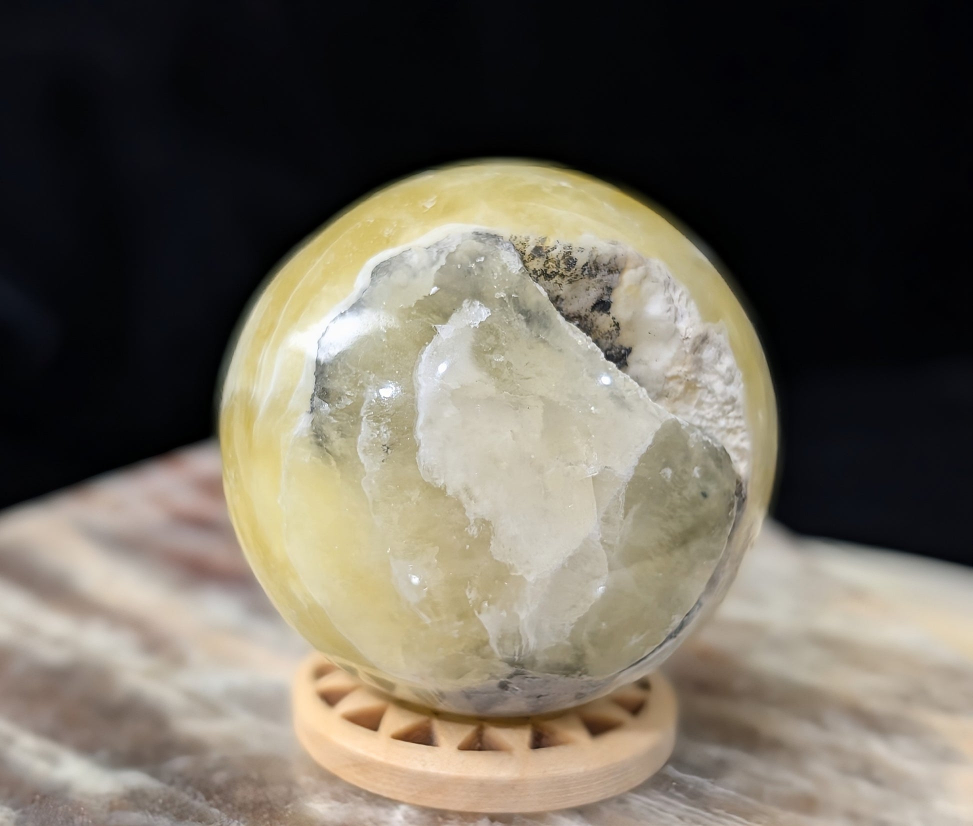 Yellow Brucite Sphere