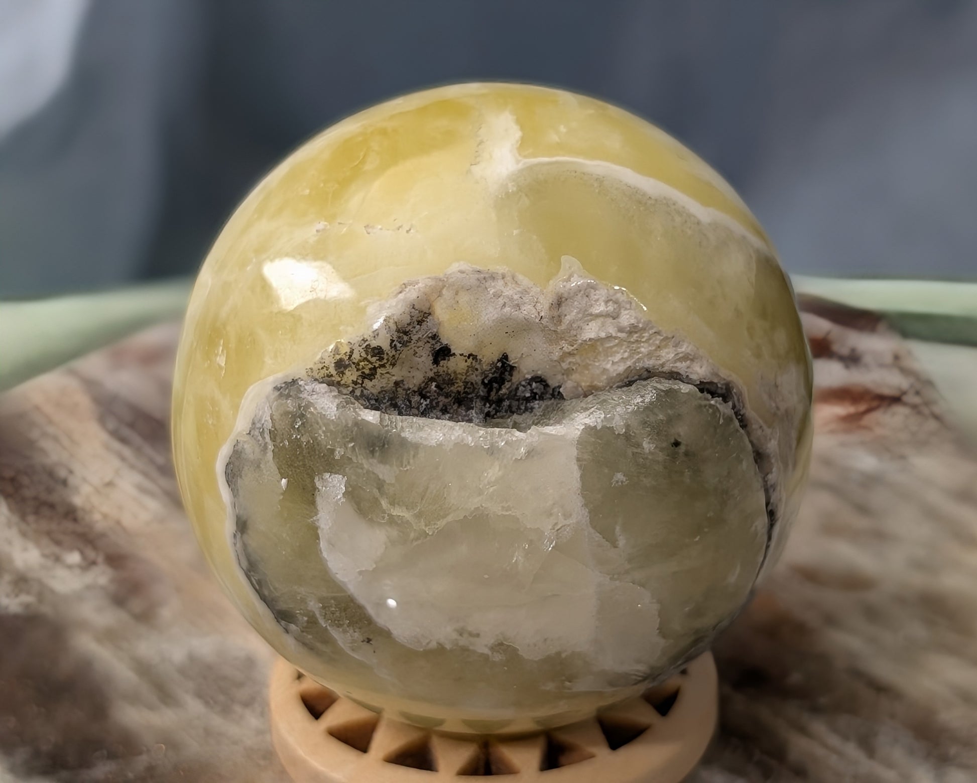 Yellow Brucite Sphere