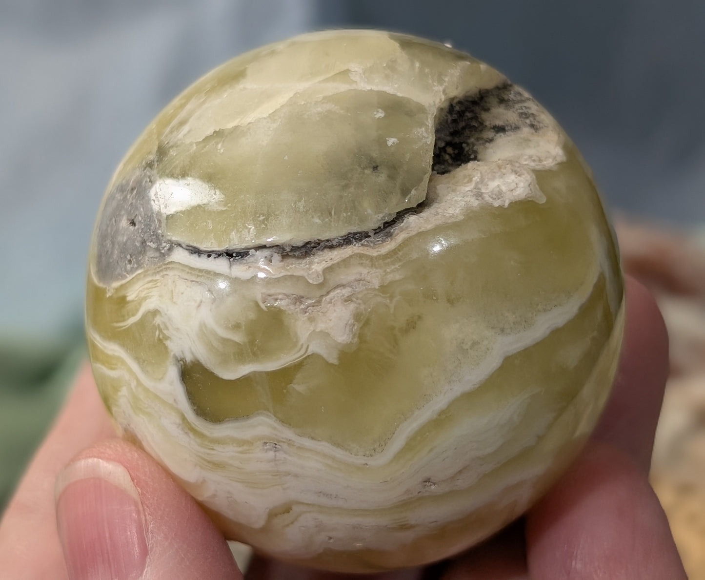 Yellow Brucite Sphere