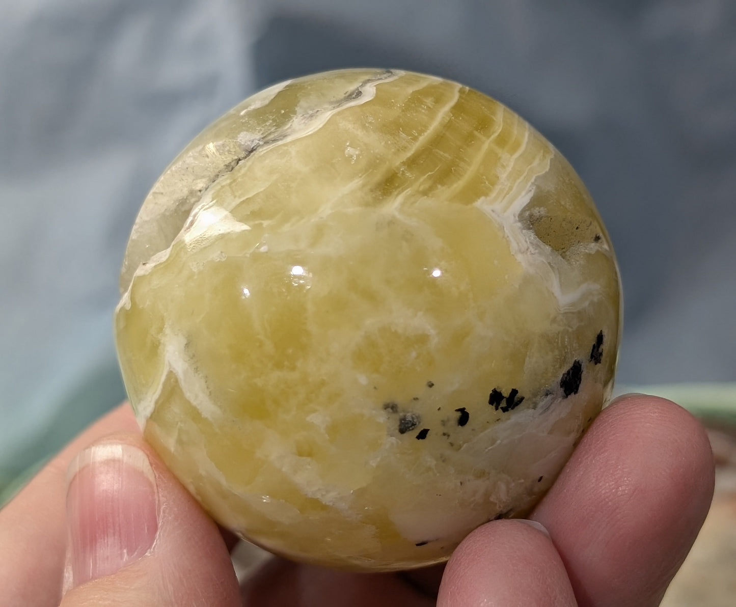 Yellow Brucite Sphere