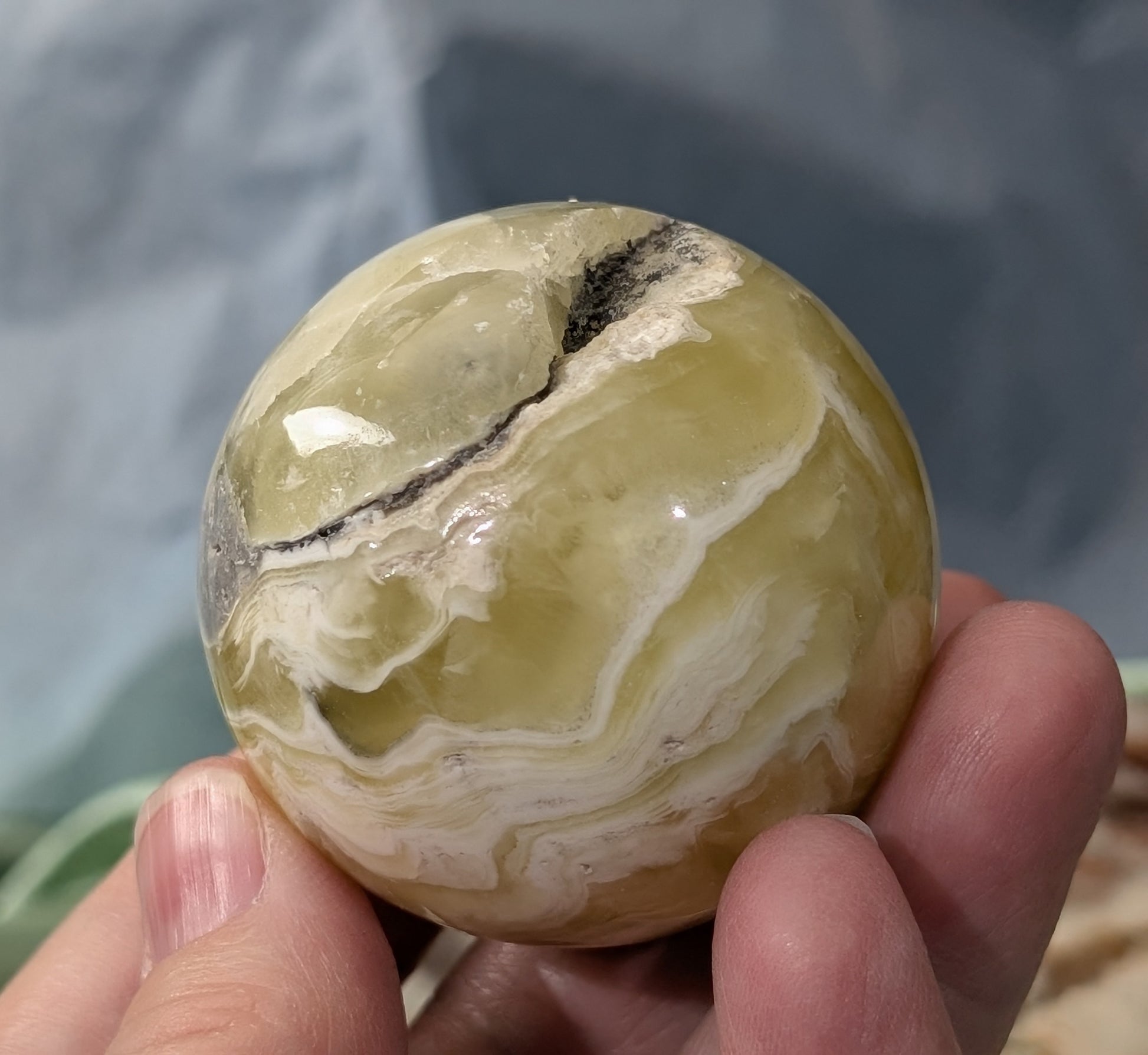 Yellow Brucite Sphere