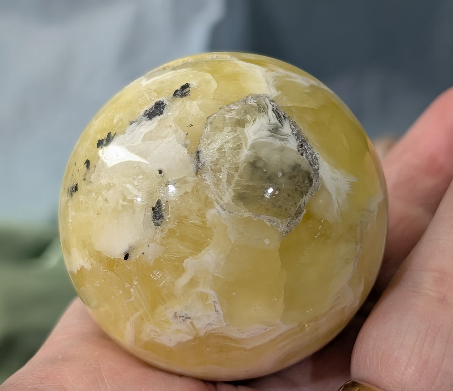 Yellow Brucite Sphere