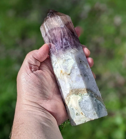 Feather Rainbow Fluorite and Agate Tower