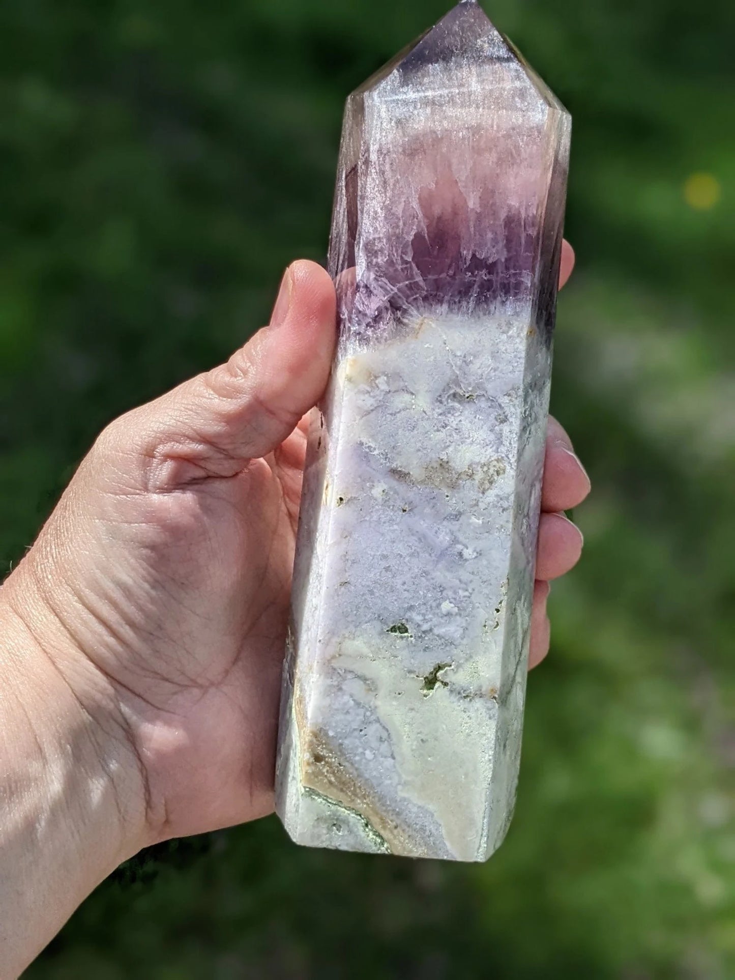 Feather Rainbow Fluorite and Agate Tower