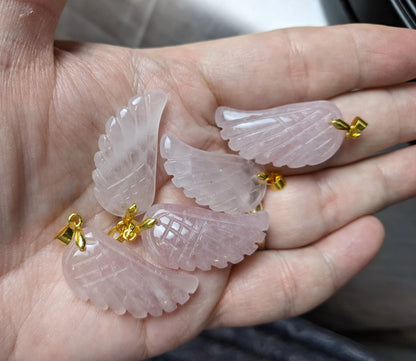 Rose Quartz Angel Wing Pendant