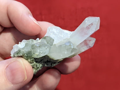 Pointed Chlorite Quartz Crystal Cluster Specimen