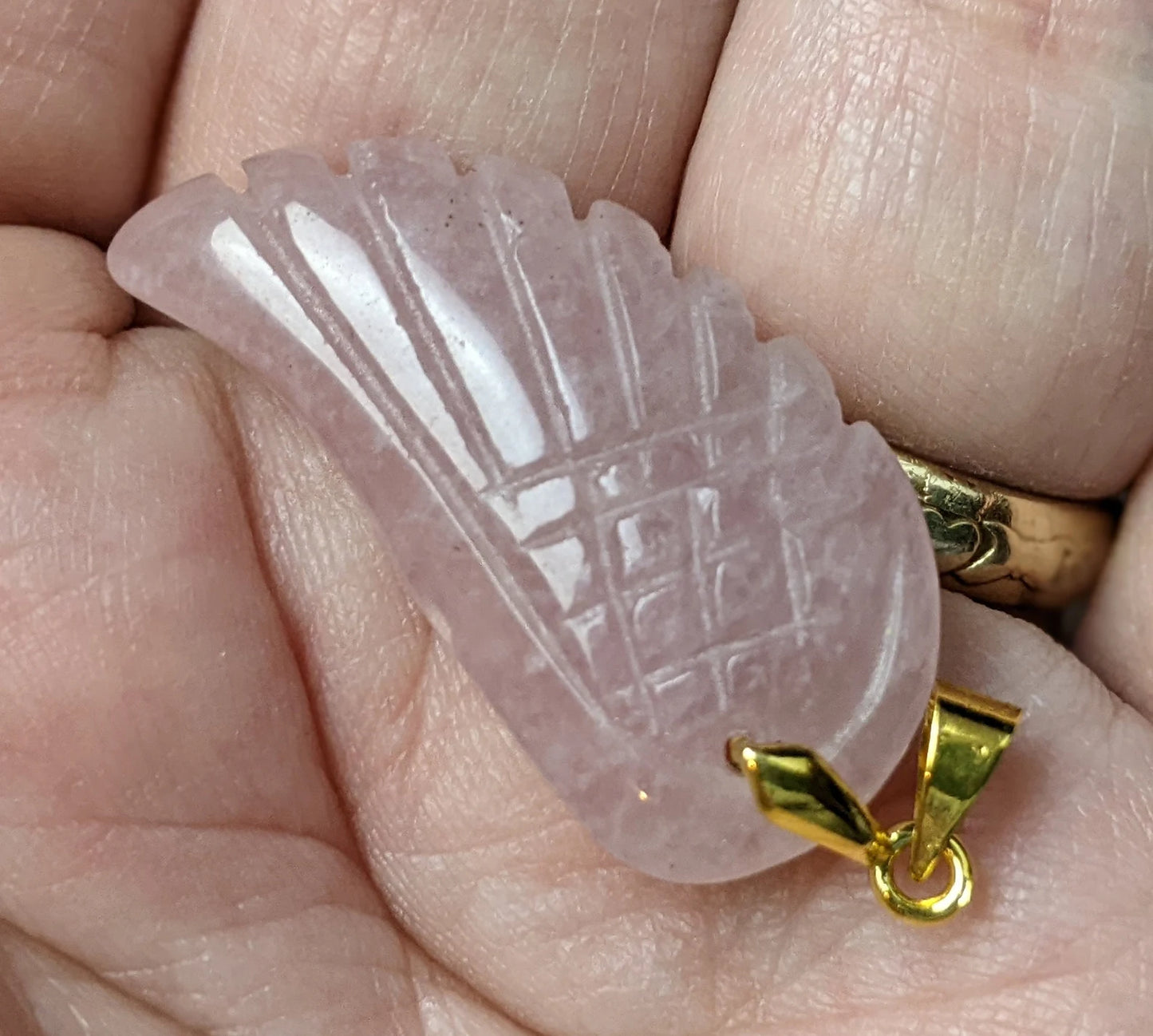 Rose Quartz Angel Wing Pendant