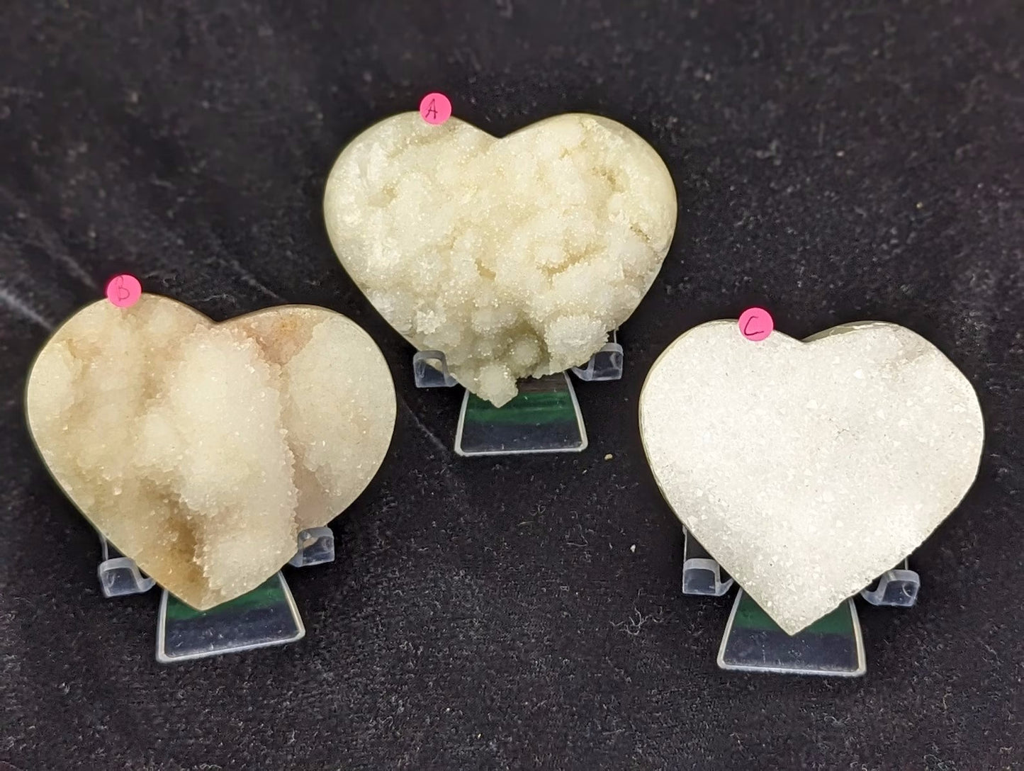 Hand Carved Druzy Sphalerite Hearts