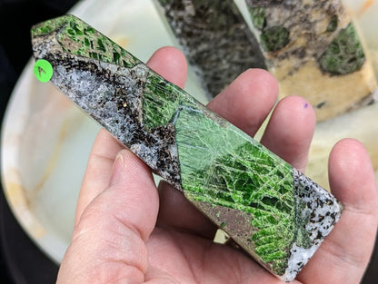 Rare Diopside Towers with Pyrite and Calcite Inclusions