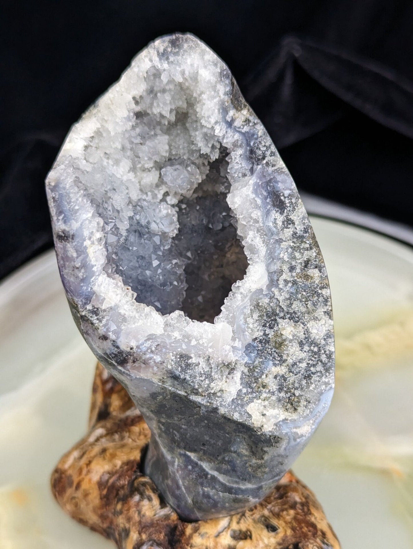 Indonesian Purple Moss Agate Geode Specimen