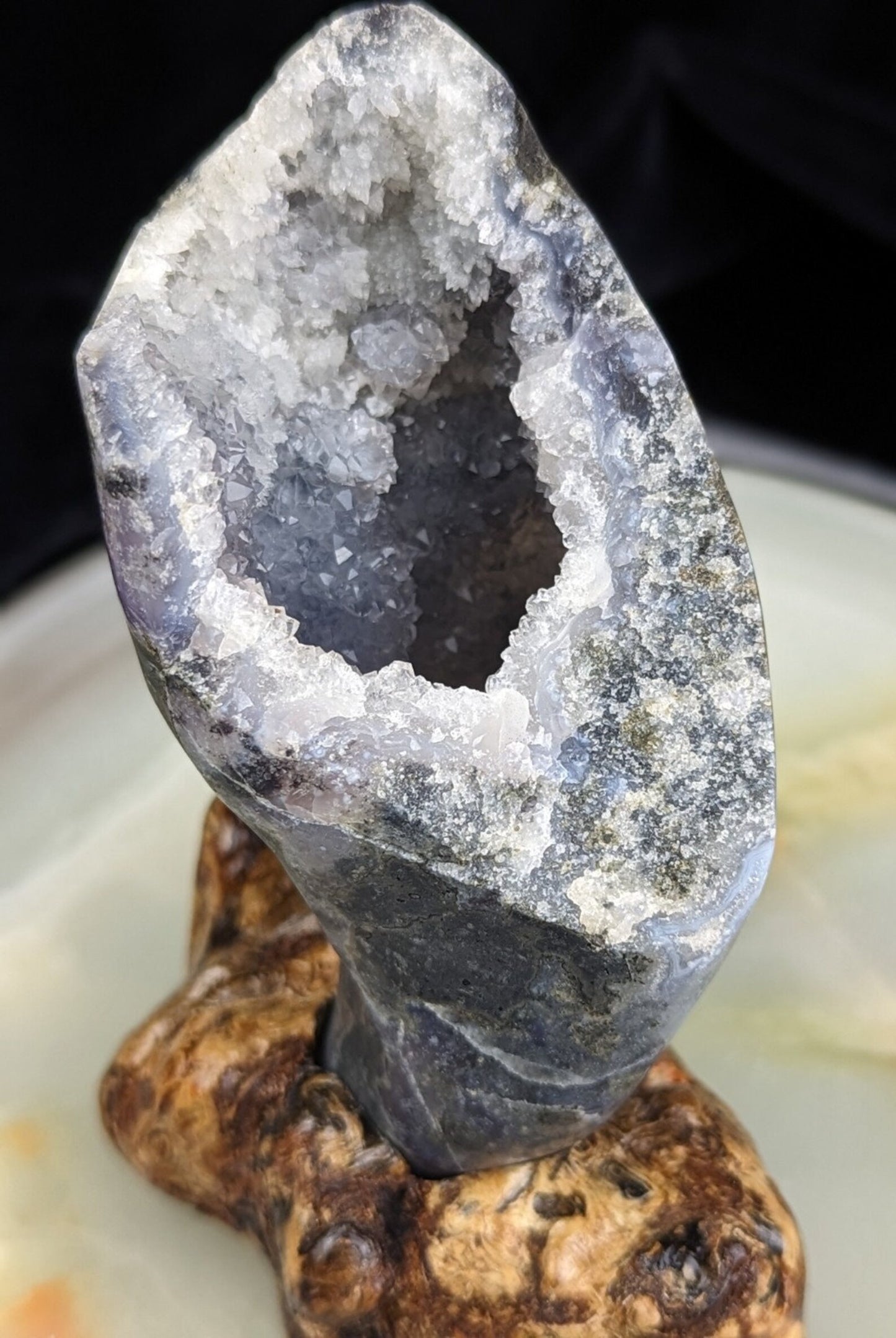 Indonesian Purple Moss Agate Geode Specimen