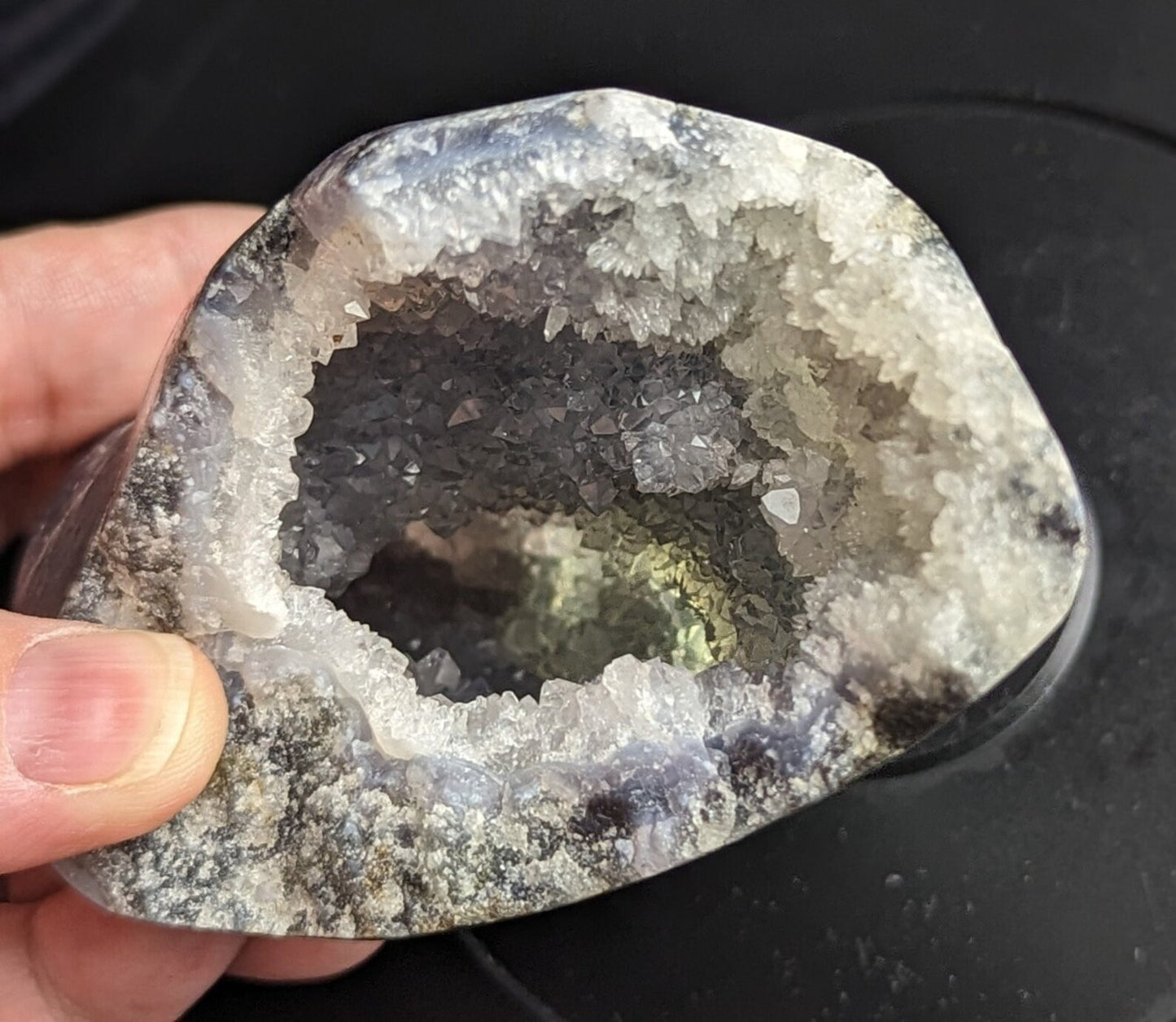 Indonesian Purple Moss Agate Geode Specimen