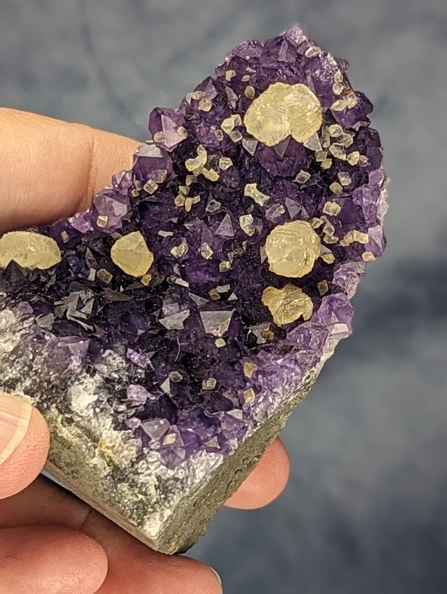 Dark Purple Amethyst Geode with UV Reactive Calcite