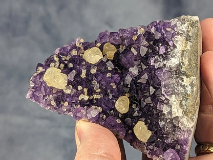 Dark Purple Amethyst Geode with UV Reactive Calcite