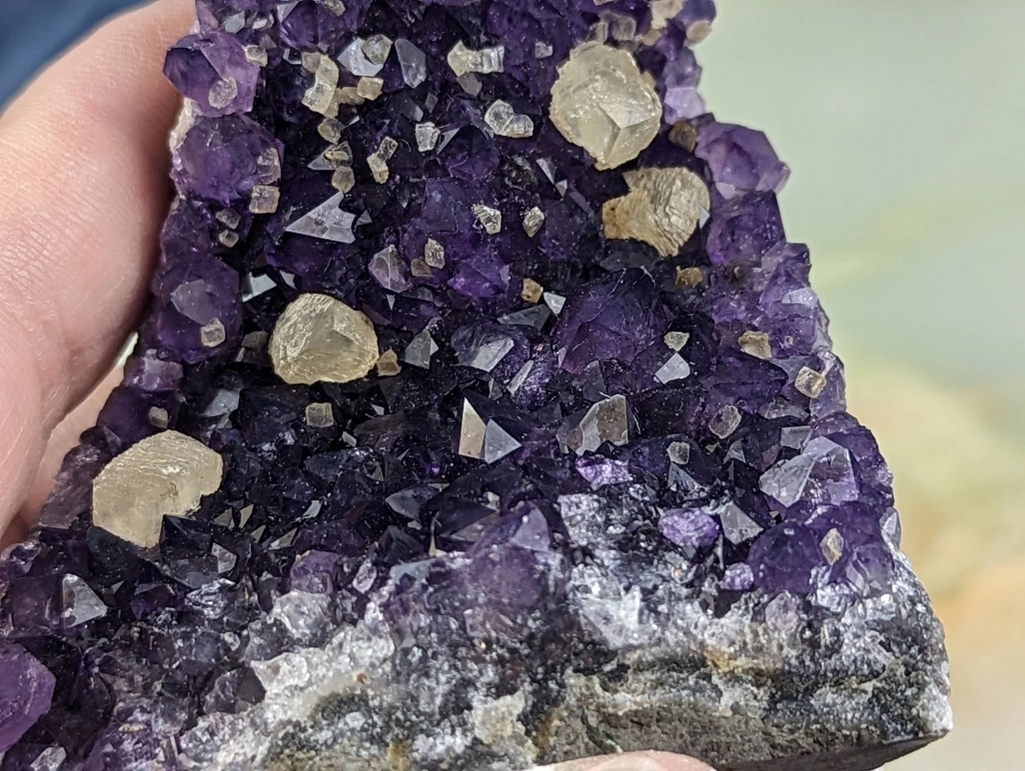 Dark Purple Amethyst Geode with UV Reactive Calcite