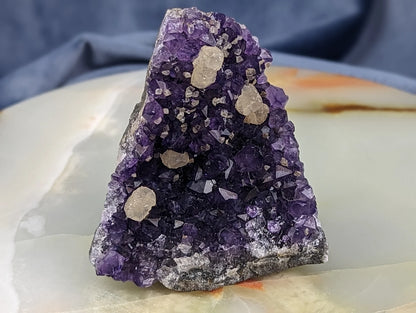 Dark Purple Amethyst Geode with UV Reactive Calcite