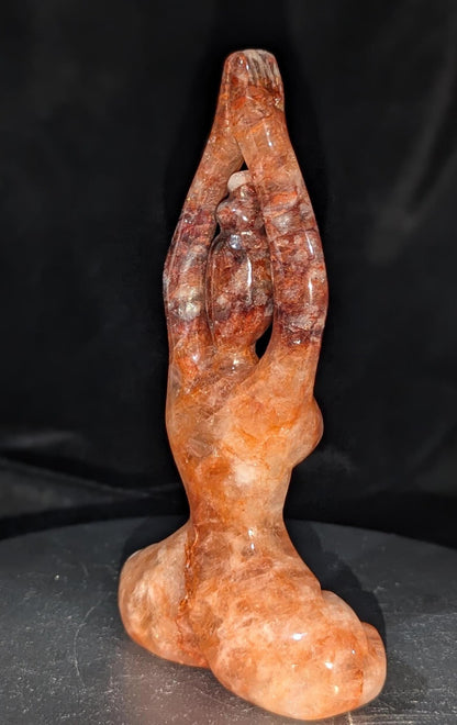 Fire Quartz Yoga Lady Figurine ~ Carved Crystal Yoga Lady