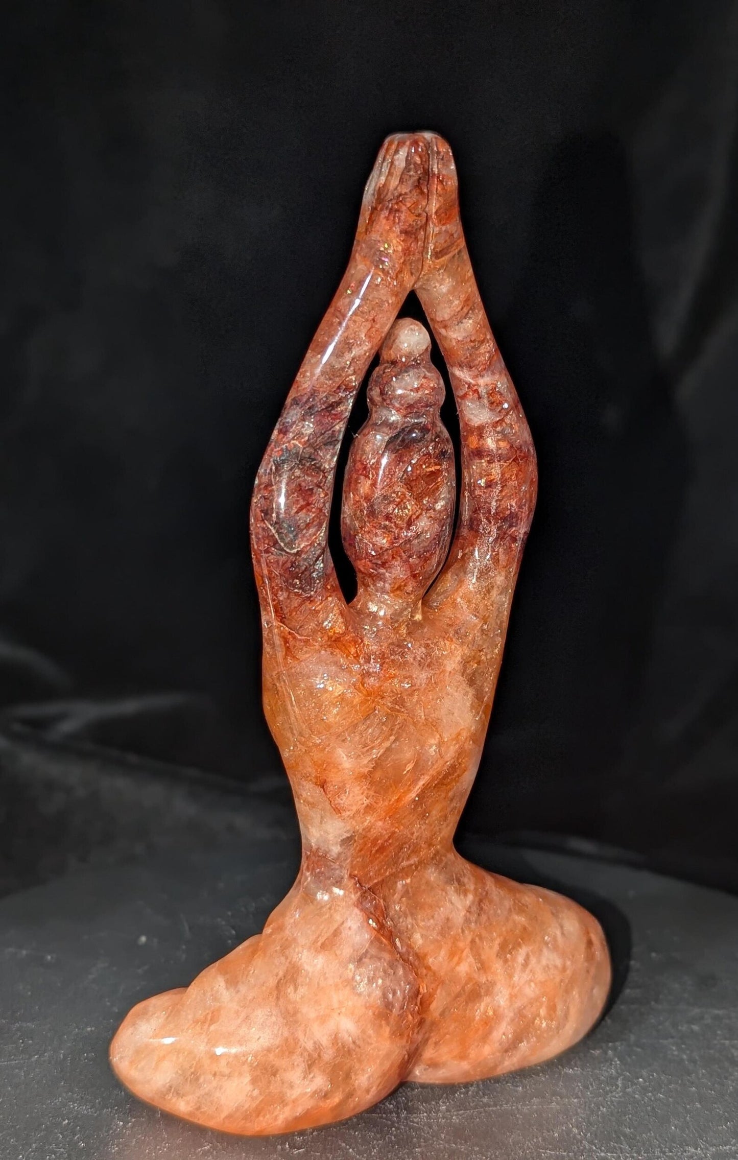 Fire Quartz Yoga Lady Figurine ~ Carved Crystal Yoga Lady