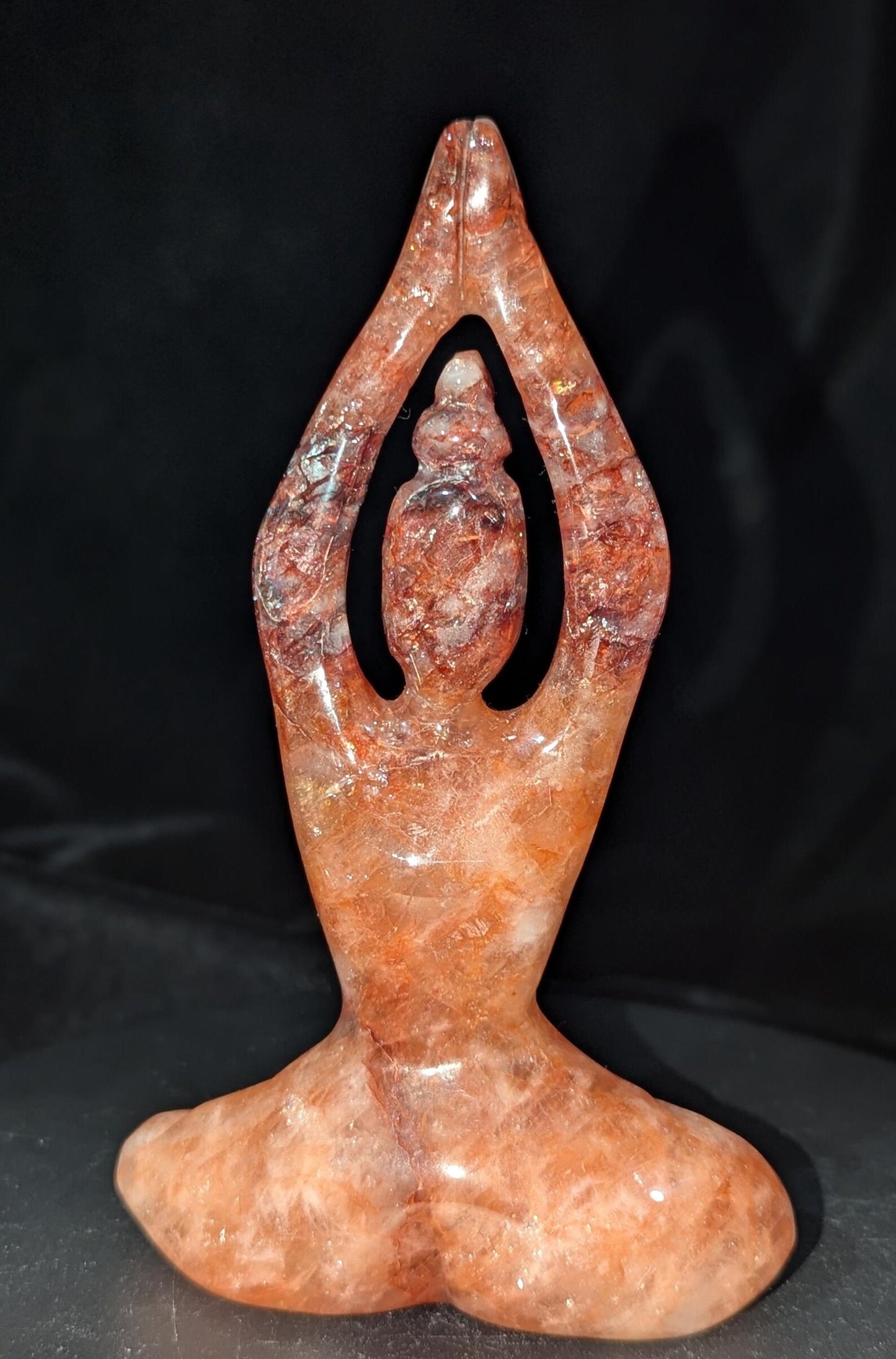 Fire Quartz Yoga Lady Figurine ~ Carved Crystal Yoga Lady