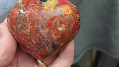 Puffy Red Jasper Hearts from Indonesia