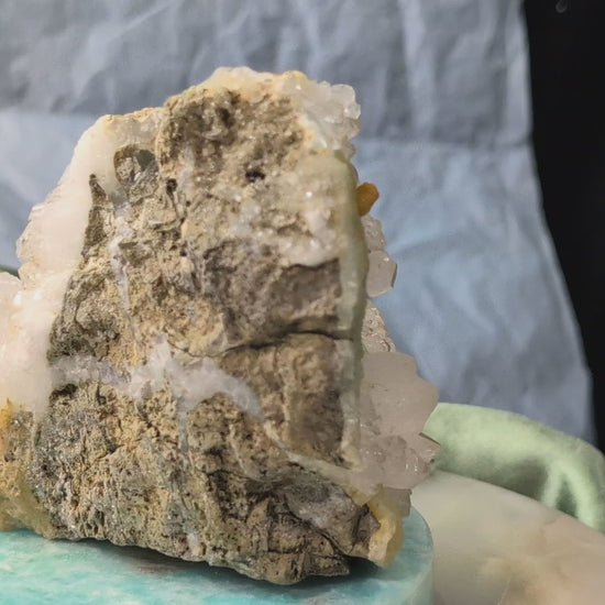 Prehnite and Quartz in Matrix Specimen