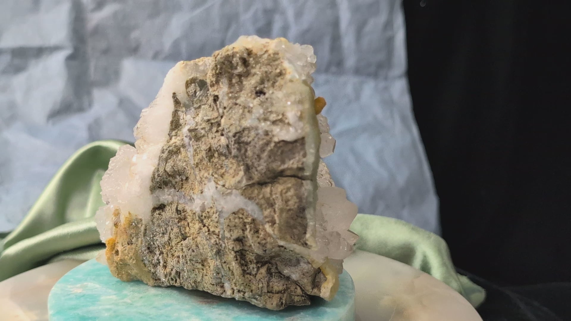 Prehnite and Quartz in Matrix Specimen