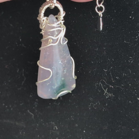 Wire Wrapped Grape Agate Pendant