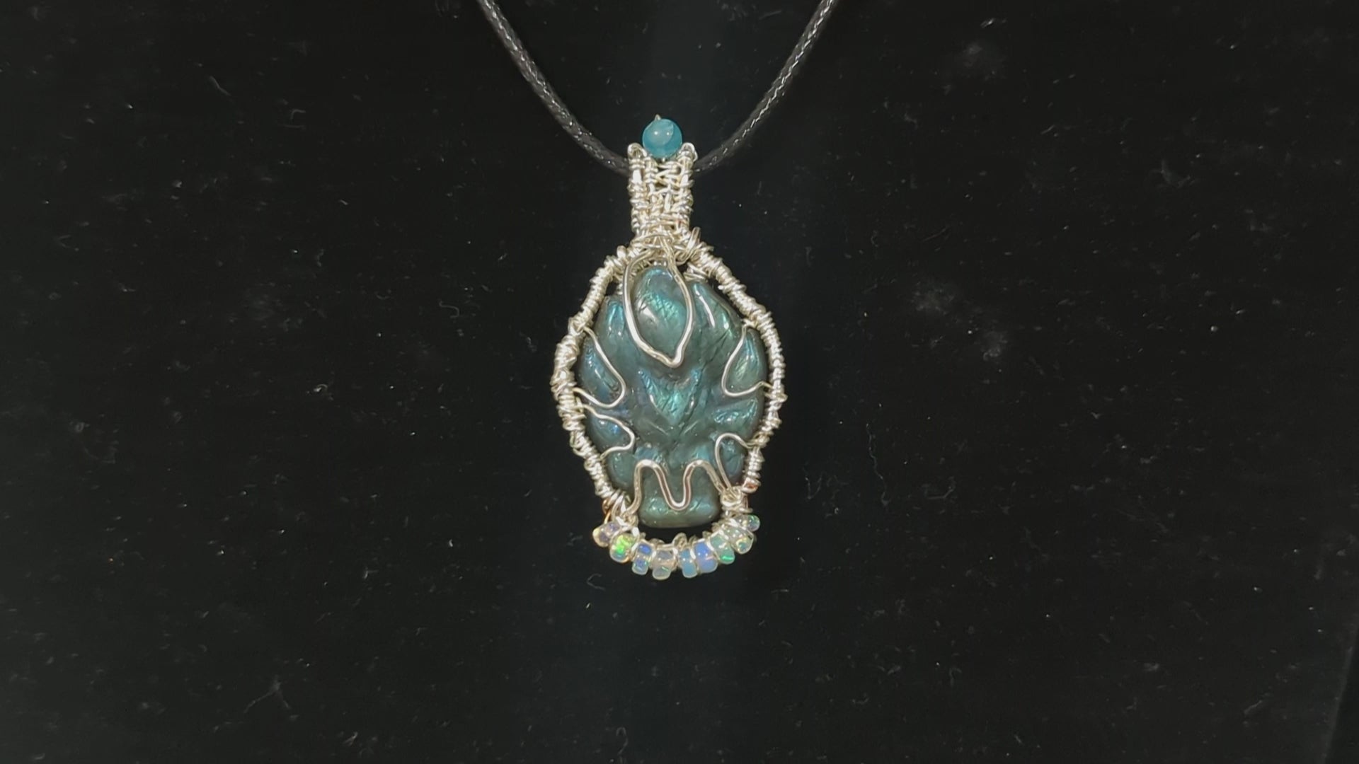 Labradorite Nine Tailed Fox Pendant